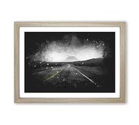 The Road to Texas Paint Splash Framed Print | A2 Oak Framed Wall Art | Ready to Hang | Modern Nature Picture | Living Room Bedroom Lounge Office