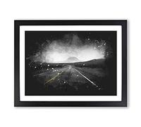 The Road To Texas Paint Splash Modern Art Framed Print | A2 Black Framed Wall Art | Ready to Hang | Modern Nature Picture | Living Room Bedroom Lounge Office