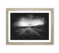 The Road To Texas Paint Splash Modern Art Framed Print | A3 Oak Framed Wall Art | Ready to Hang | Modern Nature Picture | Living Room Bedroom Lounge Office