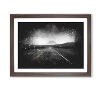The Road To Texas Paint Splash Modern Art Framed Print | A3 Walnut Framed Wall Art | Ready to Hang | Modern Nature Picture | Living Room Bedroom Lounge Office