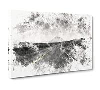 The Road To Texas Watercolour Canvas Print | Gallery Wrapped 30mm Frame Wall Art | 30x20 inches | Ready to Hang | Modern Picture | Living Room Bedroom Lounge Office