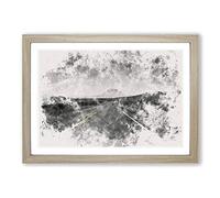 The Road to Texas Watercolour Framed Print | A2 Oak Framed Wall Art | Ready to Hang | Modern Historical Picture | Living Room Bedroom Lounge Office