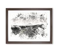 The Road To Texas Watercolour Modern Framed Print | A2 Walnut Framed Wall Art | Ready to Hang | Modern Historical Picture | Living Room Bedroom Lounge Office