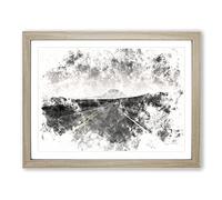 The Road To Texas Watercolour Modern Framed Print | A3 Oak Framed Wall Art | Ready to Hang | Modern Historical Picture | Living Room Bedroom Lounge Office