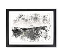 The Road To Texas Watercolour Modern Framed Print | A4 Black Framed Wall Art | Ready to Hang | Modern Historical Picture | Living Room Bedroom Lounge Office
