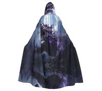 The roaring dragon.Halloween printed hooded cape adult party robe masquerade and role play. Carnival wizard cape