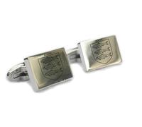 The Roche Family Crest Coat of Arms Engraved on Silver Tone Cufflinks