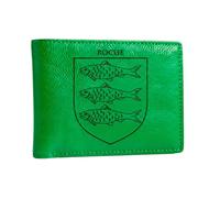 The Roche Irish Family Crest Coat of Arms Green Pu Leather Wallet Personalised Laser Engraved Bifold