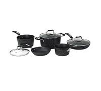 THE ROCK by Starfrit 8-Piece Cookware Set with Bakelite Handles Black