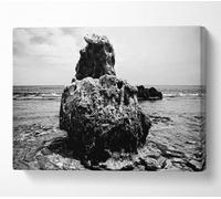 The Rock Of The Ocean B N W Canvas Print Wall Art - Medium 20 X 32 Inches