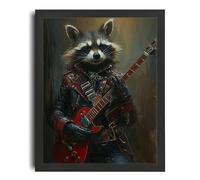 The Rocker Racoon Painting Funny Racoon Portrait Animal Wall Art Racoon Print Poster A5 - Wall Art Home Decor Movie Poster Canvas Film Cinema Retro Vintage Cult Classic Nostargic Saga Modern reprint