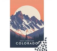 The Rocky Mountains Jigsaw Puzzle 1000 Pieces, Lakeside Architecture Scene, Interlocking Paper Pieces, Weekend Hobby for Adults, Family Night Game, 38x26cm/1000pcs