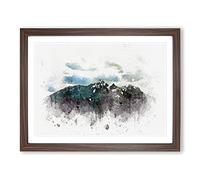 The Rocky Mountains Of California In Abstract Modern Art Framed Wall Art Print, Ready to Hang Picture for Living Room Bedroom Home Office Décor, Walnut A2 (64 x 46 cm)