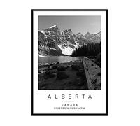 The rocky mountains Travel Print Alberta Wall art Black and white Poster A4 Print only 21 X 29.7cm (8.3x11.7inch)