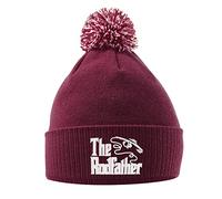 The Rodfather Bobble Hat - Pom Pom Funny Joke Fishing Beanie Hats for Her or Him Dad Grandad Uncle Carp Fishing Gifts, One Size, Maroon