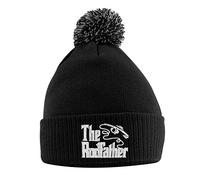 The Rodfather Bobble Hat - Pom Pom Funny Joke Fishing Beanie Hats for Her or Him Dad Grandad Uncle Carp Fishing Gifts, One Size, Black