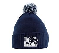 The Rodfather Bobble Hat - Pom Pom Funny Joke Fishing Beanie Hats for Her or Him Dad Grandad Uncle Carp Fishing Gifts, One Size, Navy