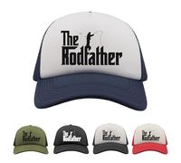 The Rodfather Cap - Blue/White - Adult - Funny Fishing Trucker Hat - Father's Day Birthday Gift for Angler Dad Grandad - Rod and Line Fishing Lover Hat - Baseball Gift Cap for Fisherman