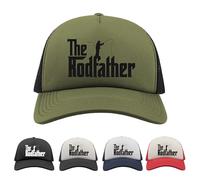 The Rodfather Cap - Olive/Black - Adult - Funny Fishing Trucker Hat - Father's Day Birthday Gift for Angler Dad Grandad - Rod and Line Fishing Lover Hat - Baseball Gift Cap for Fisherman
