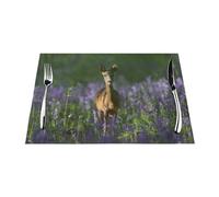 The Roe Deer Wild Animal Washable Pvc Place Mats, Non-Slip Rectangle Placemats For Kitchen Dining Table, Heat Insulation Table Mats 45x30cm (18x12inches)