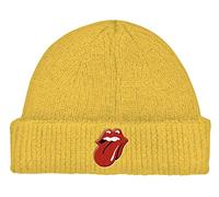 The Rolling Stones Beanie Hat 72 Tongue Band Logo Official Yellow Roll Up One Size