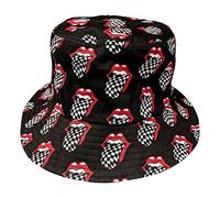 The Rolling Stones Bucket Hat Checker Tongue Pattern Official Unisex Charcoal, Charcoal, One Size