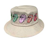 The Rolling Stones Bucket Hat Multi Tongue Pattern Official Unisex Grey, Natural, One size