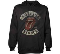 The Rolling Stones Men's Pullover Hoodie: 1978 Tour Regular Fit Crew Neck Short Sleeve Hoodie, Black (Black Black), Large (Manufacturer Size: Large)