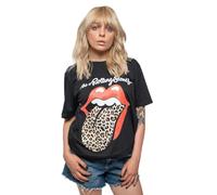 The Rolling Stones T-Shirt Leopard Print Tongue Women's Boyfriend Fit T-Shirt XXXXL, black