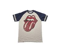 The Rolling Stones Lick Band Logo T Shirt Official Unisex Raglan, Blue, M