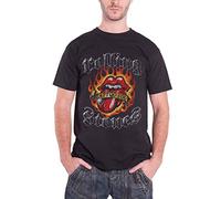 The Rolling Stones Men's Flaming Tattoo Tongue T - Shirt Black (Manufacturer Size: X-Large)