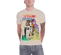 The Rolling Stones Men's Mick & Keith Watercolour Stars T-Shirt, Off-White (Sand), (Size: Medium)