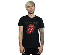The Rolling Stones Men's Plastered Tongue T-Shirt, Black, Large (Size:Large)