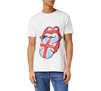 The Rolling Stones Men's Vintage British Tongue with Soft Hand Inks T-Shirt, White, (Size: Large)