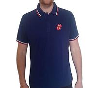 The Rolling Stones Polo Shirt Classic Tongue Band Logo Official Mens Navy Blue XXL