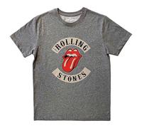 The Rolling Stones T Shirt Biker Tongue Band Logo Official Unisex Grey XL