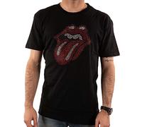 The Rolling Stones T Shirt Classic Tongue Diamante Band Logo Official Unisex S Black