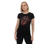 The Rolling Stones T Shirt Diamante Tongue Official Womens Skinny Fit Black XXL
