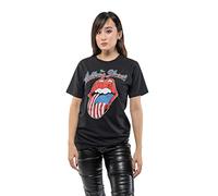 The Rolling Stones T Shirt Diamante USA Tongue Band Logo Official Unisex Black S