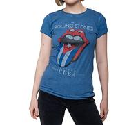 The Rolling Stones T Shirt Havana Cuba Official Womens Skinny Fit Blue Snow Wash