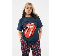 The Rolling Stones Women's Classic Tongue Logo Pyjamas in Navy | Size: Large The Rolling Stones Navy L
