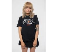 The Rolling Stones Women's Foiled Sixty Its Only Rock N Roll Skinny Fit T-Shirt in Black | Size: Medium The Rolling Stones Black M