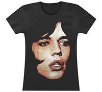 The Rolling Stones Women's Mick Portrait Short Sleeve T-Shirt, Black, Size 10 (Manufacturer Size:Medium)