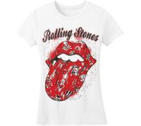 The Rolling Stones Women's Tattoo Flash Cotton T-Shirt in White | Size: 2XL The Rolling Stones White 2XL