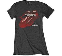 The Rolling Stones Women's Vintage Tongue Logo T-Shirt, Grey, Medium