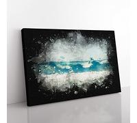 The Rolling Waves Paint Splash Modern Art Canvas Wall Art Print Ready to Hang, Framed Picture for Living Room Bedroom Home Office Décor, 60x40 cm (24x16 Inch)