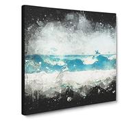The Rolling Waves Paint Splash Modern Canvas Wall Art Print Ready to Hang, Framed Picture for Living Room Bedroom Home Office Décor, 20x20 Inch (50x50 cm)
