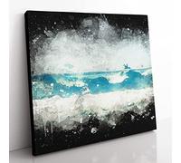 The Rolling Waves Paint Splash Modern Canvas Wall Art Print Ready to Hang, Framed Picture for Living Room Bedroom Home Office Décor, 50x50 cm (20x20 Inch)