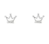 The Rose & Silver Company Girls 925 Sterling Silver Crystals Crown Stud Earrings