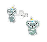 The Rose & Silver Company Women 925 Sterling Silver Grey Glitter Koalacorn Stud Earrings